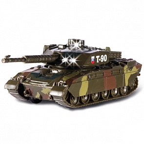 Танк металлический, инерционный, свет и звук, башня вращается (Технопарк, SL457WB)